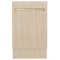 ZLINE Autograph Edition 18” Tallac Series 3rd Rack Top Control Dishwasher in Custom Panel Ready with Polished Gold Handle 51dBa (DWVZ-18-G)
