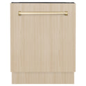 ZLINE Autograph Edition 24" Tallac Series 3rd Rack Top Control Built-In Tall Tub Dishwasher in Custom Panel Ready with Polished Gold Handle 51dBa (DWVZ-24-G)