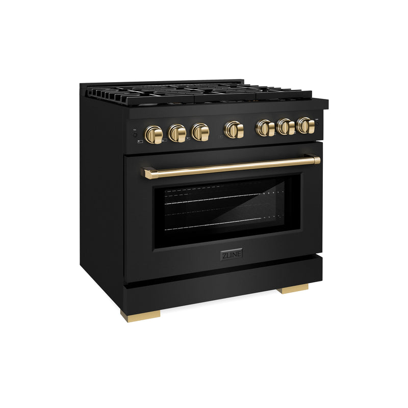 ZLINE SGRBZ-36-G Autograph Edition 36 in. Gas Range in Black Stainless Steel