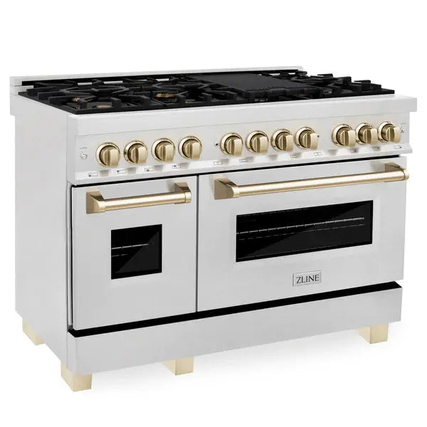 ZLINE Autograph Edition 48 in. Dual Fuel Range with 7 Burner Gas Cooktop and 2 Electric Ovens Zline