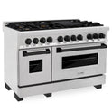 ZLINE Autograph Edition 48 in. 6.0 cu. ft. Legacy Dual Fuel Range with 7 Burner Gas Cooktop and 2 Electric Ovens in Satin Stainless Steel and Matte Black Accents (RASZ-SN-48-MB)