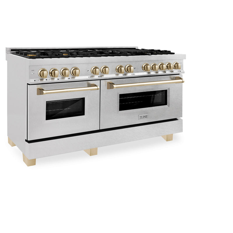ZLINE RASZ-SN-60-G Autograph Edition 60 in. Dual Fuel Range in Satin Stainless Steel