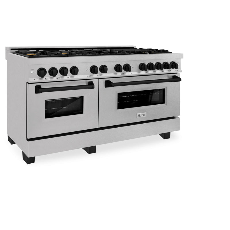 ZLINE RASZ-SN-60-MB Autograph Edition 60 in. Dual Fuel Range in Satin Stainless Steel