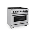 ZLINE Autograph Edition 36 in. 5.2 cu. ft. Paramount Dual Fuel Range with 6 Burner Gas Cooktop and Electric Convection Oven in Satin Stainless Steel with Matte Black Accents (SDRSZ-36-MB)