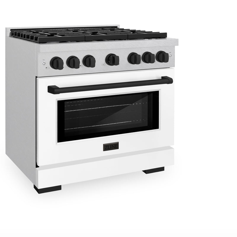 ZLINE SDRSZ-WM-36-MB Autograph Edition 36 in. Dual Fuel Range in Satin Stainless Steel