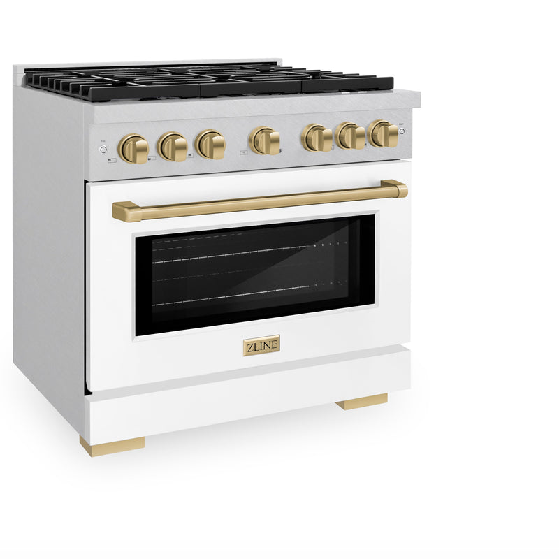 ZLINE SGRSZ-WM-36-CB Autograph Edition 36 in. Gas Range in Satin Stainless Steel