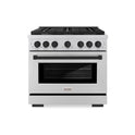 ZLINE Autograph Edition 36 in. 5.2 cu. ft. Paramount Gas Range with 6 Burner Cooktop and Convection Gas Oven in Stainless Steel and Matte Black Accents (SGRZ-36-MB)