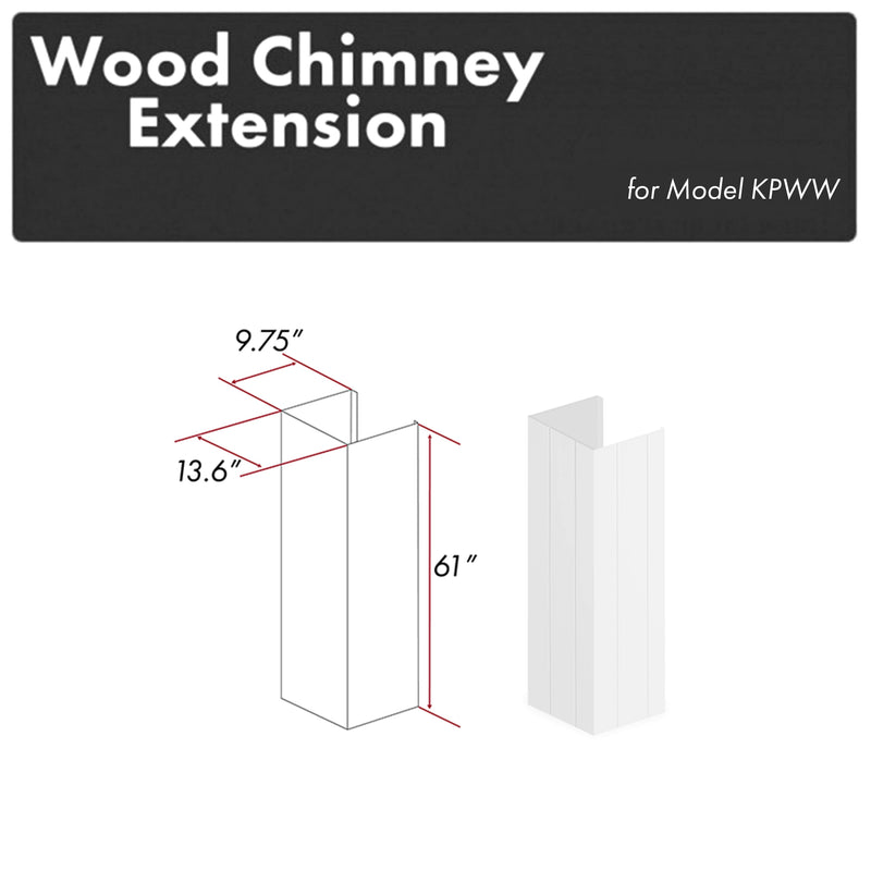 ZLINE 61 in. Shiplap Bright White Wooden Chimney Extension for Ceilings up to 12 ft. (KPWW-E) ZLINE