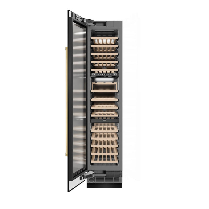 ZLINE Autograph Edition 18 in. 9.0 cu. ft. Triple Zone 68 Bottle Left Hinge Column Wine Cooler in Black Stainless Steel with Polished Gold Accents (RCWVLZ-BS-18-G) ZLINE