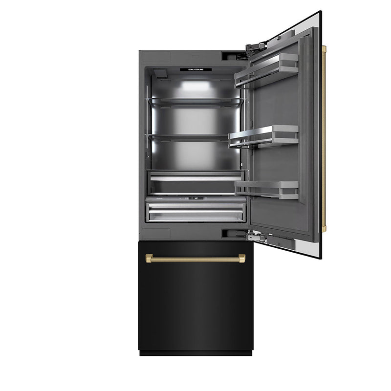 ZLINE GRBIVZ-BS30KCB Autograph Edition 30 in. Bottom Freezer Refrigerator in Panel Ready
