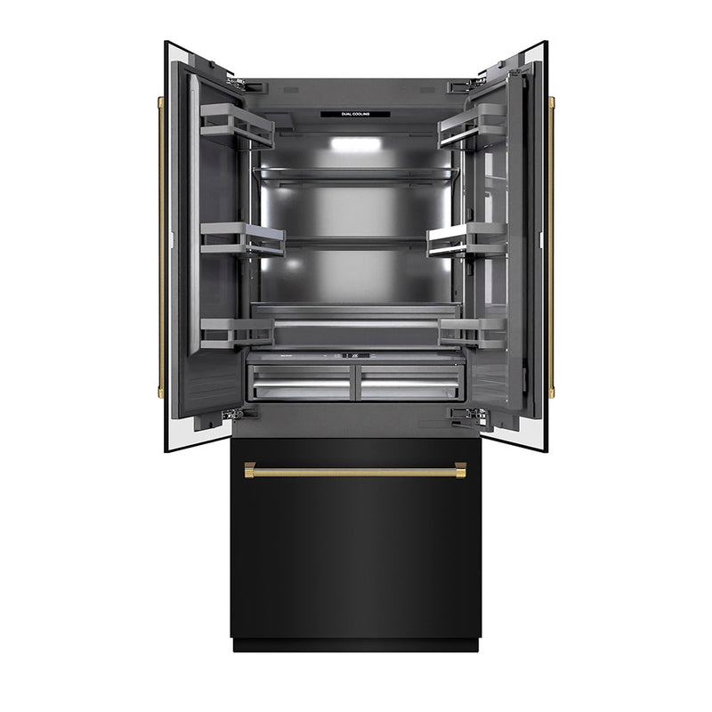 ZLINE GRBIVZ-BS36KG Autograph Edition 36 in. Built-In French Door Refrigerator in Panel Ready