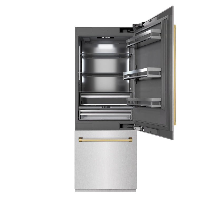ZLINE GRBIVZ-SN-30-G Autograph Edition 30 in. Bottom Freezer Refrigerator in Panel Ready