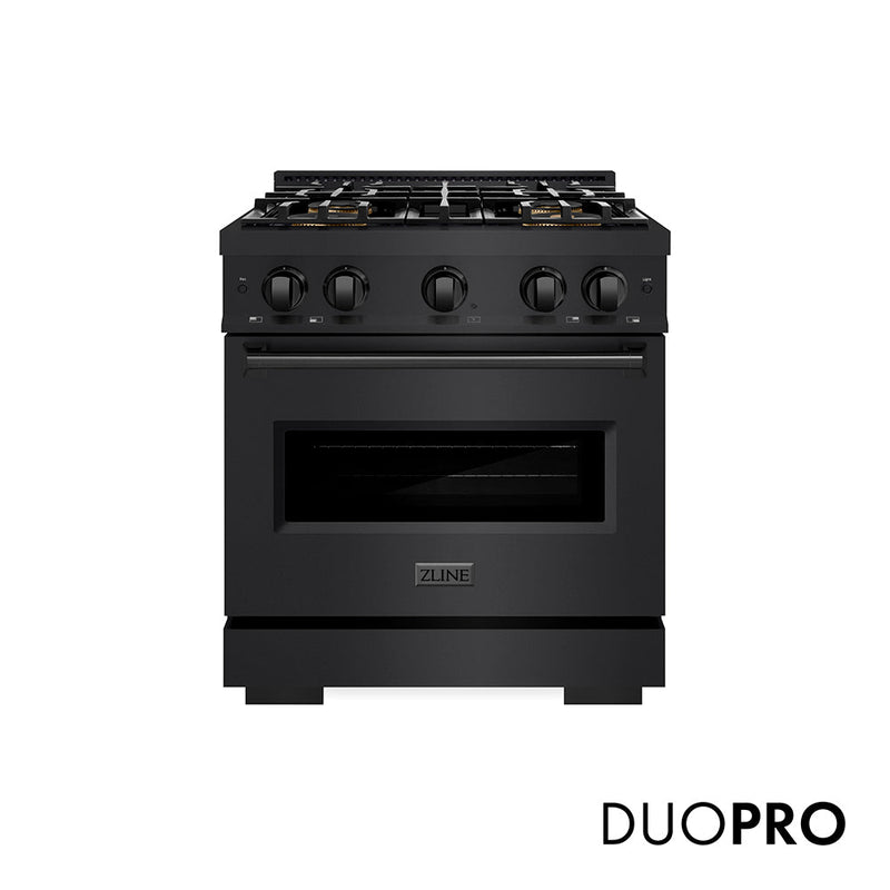 ZLINE PCDRB-30 30 in. Dual Fuel Range in Black Stainless Steel