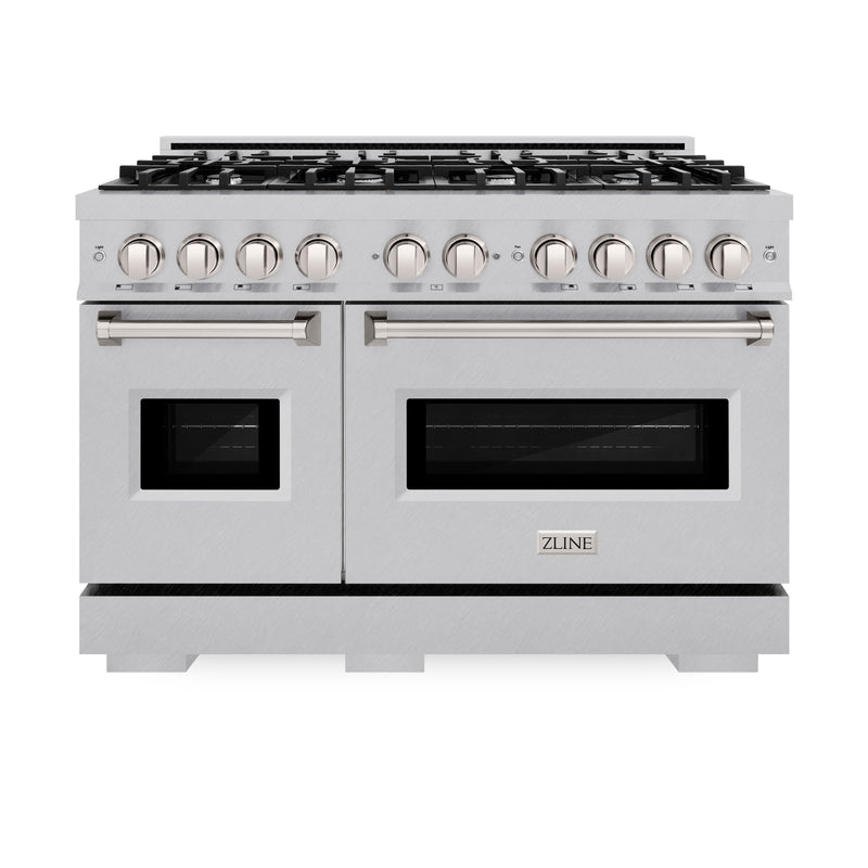 ZLINE 48 in. 6.7 cu. ft. Classic Double Oven Dual Fuel Range with 8 Burner Gas Cooktop in Satin Stainless Steel (CDRS-48) ZLINE
