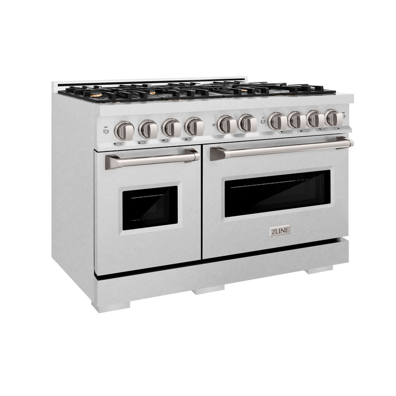 ZLINE 48 in. 6.7 cu. ft. Classic Double Oven Dual Fuel Range in Satin Stainless Steel with 8 Brass Burners (CDRS-BR-48) ZLINE
