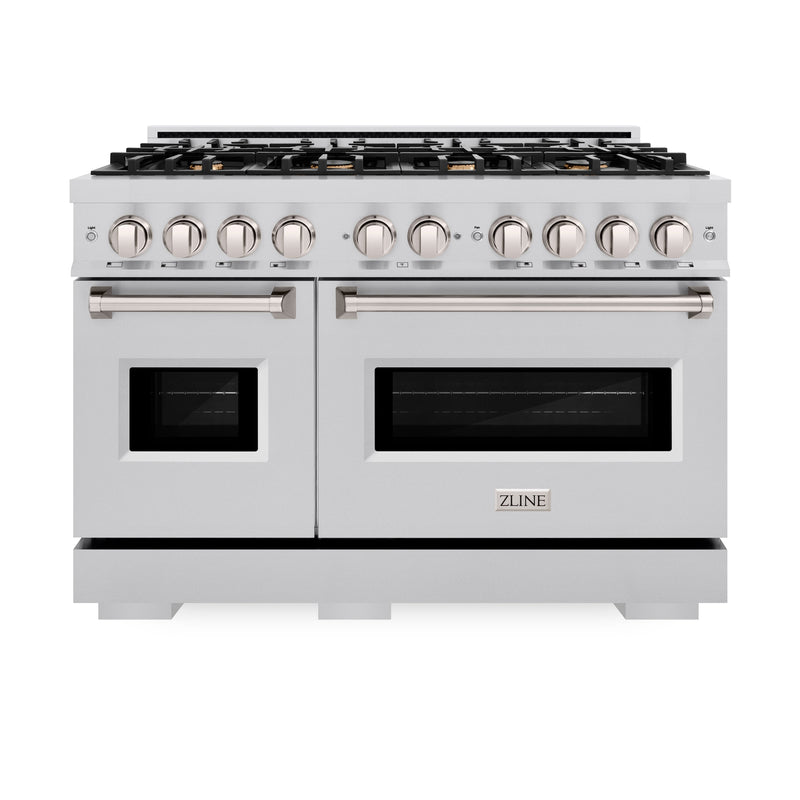 ZLINE 48 in. 6.7 cu. ft. Classic Double Oven Dual Fuel Range in Stainless Steel with 8 Brass Burners (CDR-BR-48) ZLINE