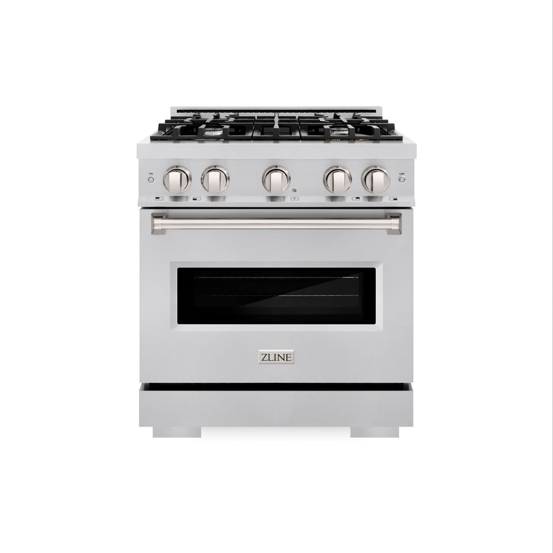 ZLINE 30 in. 4.2 cu. ft. Classic Dual Fuel Range with 4 Burner Gas Cooktop and Electric Convection Oven in Stainless Steel (CDR30) ZLINE