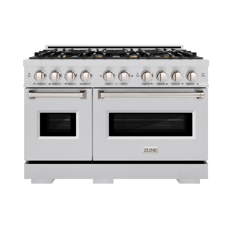 ZLINE 48 in. 6.7 cu. ft. Classic Double Oven Gas Range in Stainless Steel with 8 Brass Burners (CGR-BR-48) ZLINE