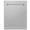 ZLINE Autograph Edition 24 in. Monument Dishwasher Panel in Satin Stainless Steel Finish with Champagne Bronze Handle (DPMTZ-SN-24-CB)