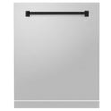 ZLINE Autograph Edition 24 in. Monument Dishwasher Panel in Stainless Steel with Matte Black Handle (DPMTZ-304-24-MB)