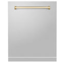 ZLINE Autograph Edition 24 in. Monument Dishwasher Panel in Stainless Steel with Polished Gold Handle (DPMTZ-304-24-G)