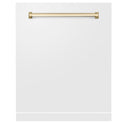 ZLINE Autograph Edition 24" Monument Dishwasher Panel in White Matte with Polished Gold Handle (DPMTZ-WM-24-G)