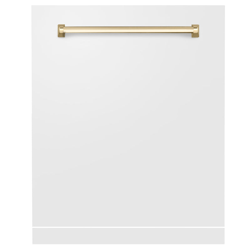 ZLINE Autograph Edition 24" Monument Dishwasher Panel in White Matte with Polished Gold Handle (DPMTZ-WM-24-G) ZLINE