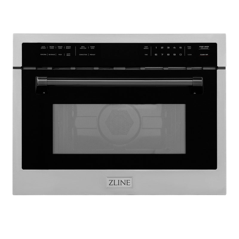 ZLINE Autograph Edition 24" 1.6 cu ft. Built-in Convection Microwave Oven in Stainless Steel and Matte Black Accents (MWOZ-24-MB) ZLINE