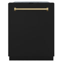 ZLINE Autograph Edition 24" Monument Series 3rd Rack Top Touch Control Tall Tub Dishwasher in Black Matte with Champagne Bronze Handle 45dBa (DWMTZ-BLM-24-CB)