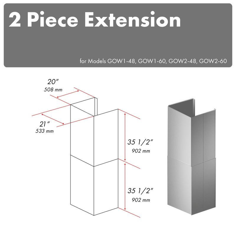 ZLINE 2PEXT-GOW36 36 in. Chimney Extension in Stainless Steel