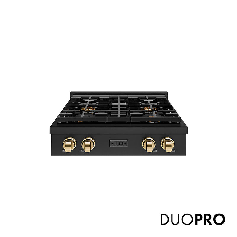 ZLINE PSRTBZ-30-G Autograph Edition 30 in. Gas Rangetop in Black Stainless Steel