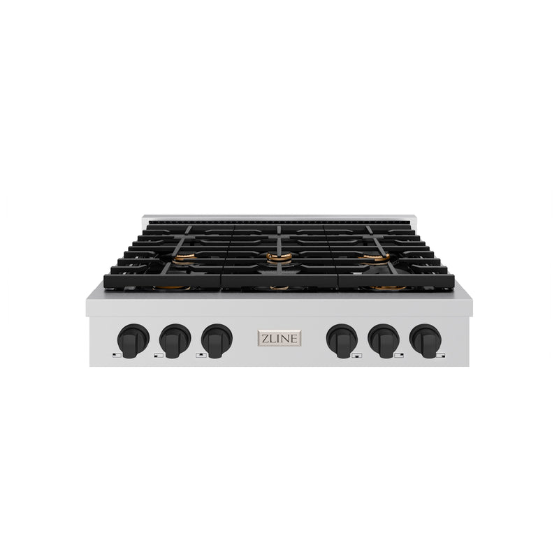 ZLINE SRTZ-36-MB Autograph Edition 36 in. Rangetop in Stainless Steel