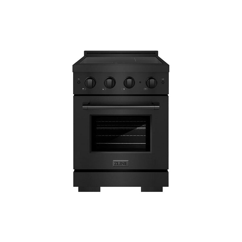 ZLINE 24 in. 3.2 cu. ft. Paramount Induction Range with 3 Element Cooktop and Electric Convection Oven in Black Stainless Steel (SINRB-24) ZLINE