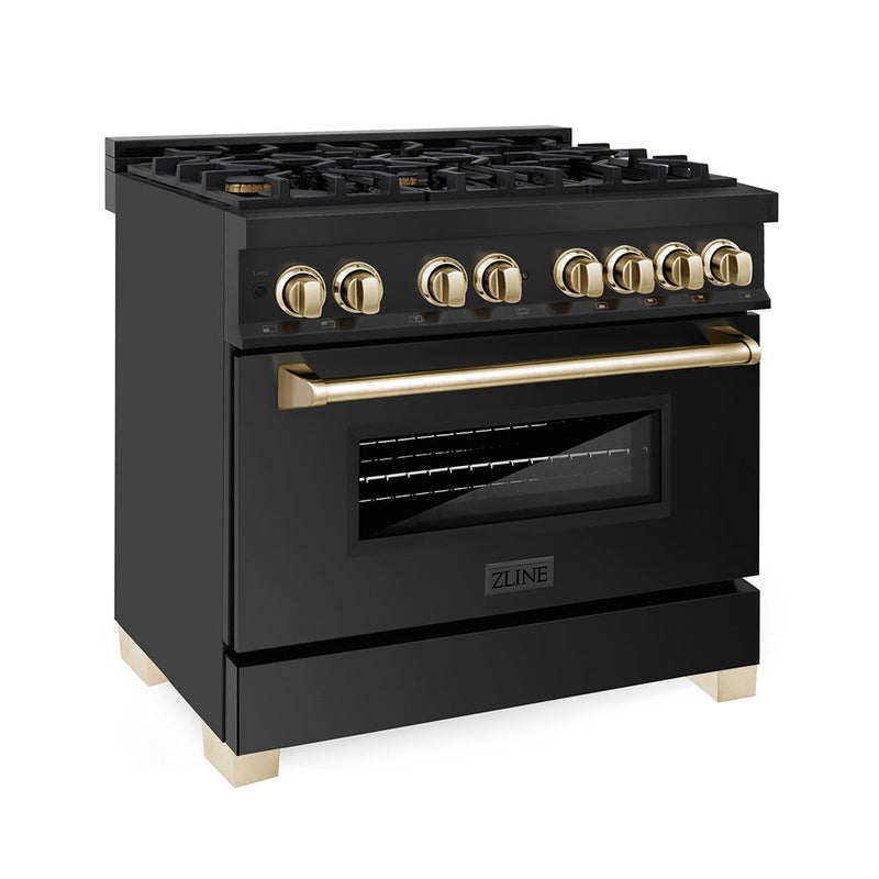ZLINE Autograph Edition 36 in. 4.6 cu. ft. Legacy Dual Fuel Range with 6 Burner Gas Cooktop and Electric Convection Oven