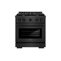 ZLINE 30 in. 4.2 cu. ft. Paramount Dual Fuel Range with 4 Brass Burners and Electric Convection Oven in Black Satin Stainless Steel (SDRBS-BR-30)