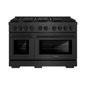 ZLINE Designer Collection 48 in. 6.7 cu. ft. Paramount Dual Fuel Range with 8 Burner DuoPro™ Cooktop and Dual Ovens in Black Satin Stainless Steel with Matte Black and Champagne Bronze Accents (PSDRBSZ-48-MBCB)