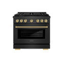 ZLINE Designer Collection 48 in. 6.7 cu. ft. Paramount Dual Fuel Range with 8 Burner DuoPro™ Cooktop and Dual Ovens in Black Satin Stainless Steel with Matte Black and Champagne Bronze Accents (PSDRBSZ-48-MBCB)