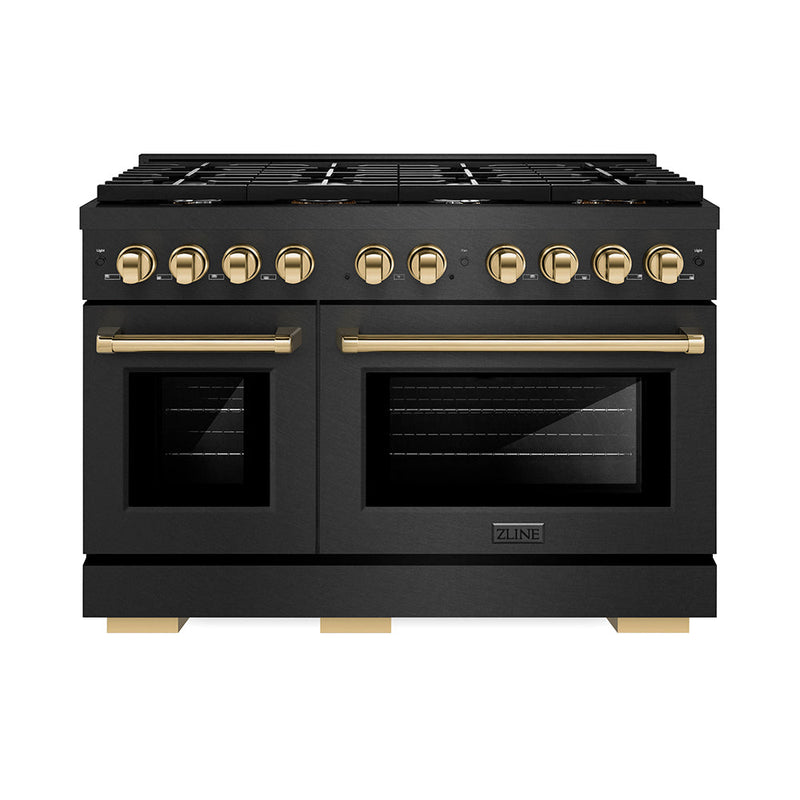 ZLINE Autograph Edition 48 in. 6.7 cu. ft. Paramount Double Oven Dual Fuel Range with 8 Burner Gas Cooktop (SDRBSZ-48-G)