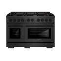 ZLINE 48 in. 6.7 cu. ft. Paramount Double Oven Gas Range with 8 Brass Burners in Black Satin Stainless Steel (SGRBS-BR-48)