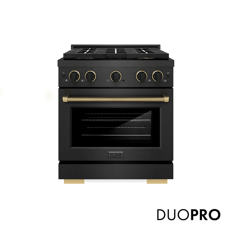 ZLINE Designer Collection 30 in. 4.2 cu. ft. Paramount Gas Range with 4 Burner DuoPro Cooktop (PSGRBSZ-30-MBCB)