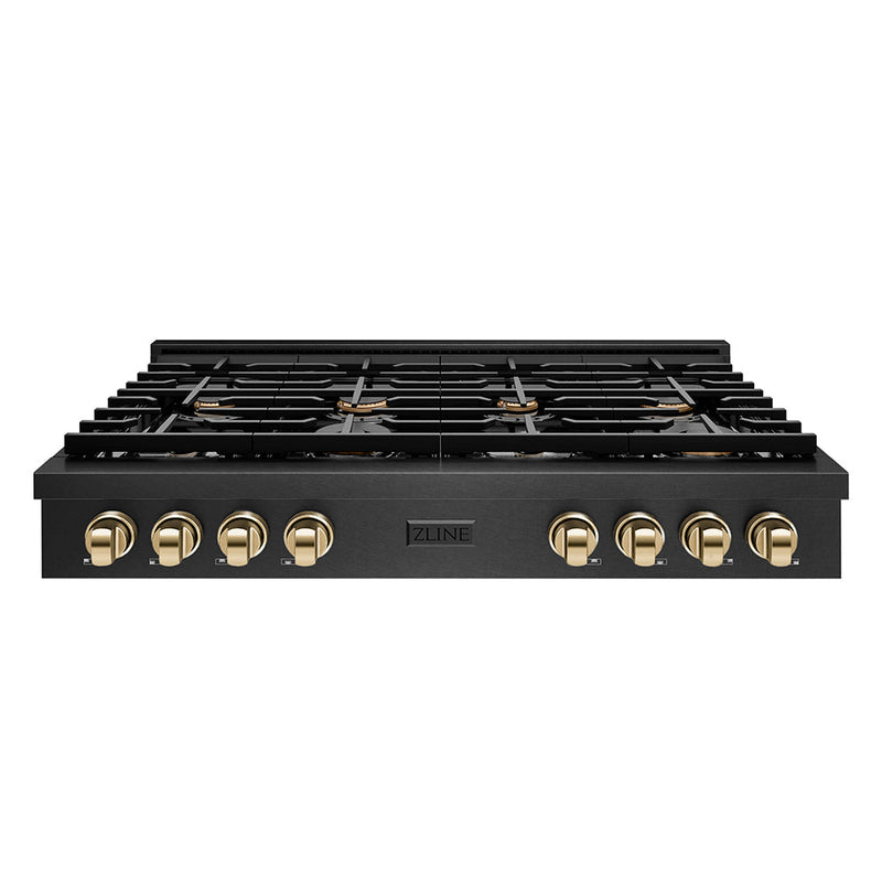 ZLINE Autograph Edition 48 in. Paramount Gas Rangetop with 8 Burner Porcelain Cooktop in Black Satin Stainless (SRTBSZ-48-G)