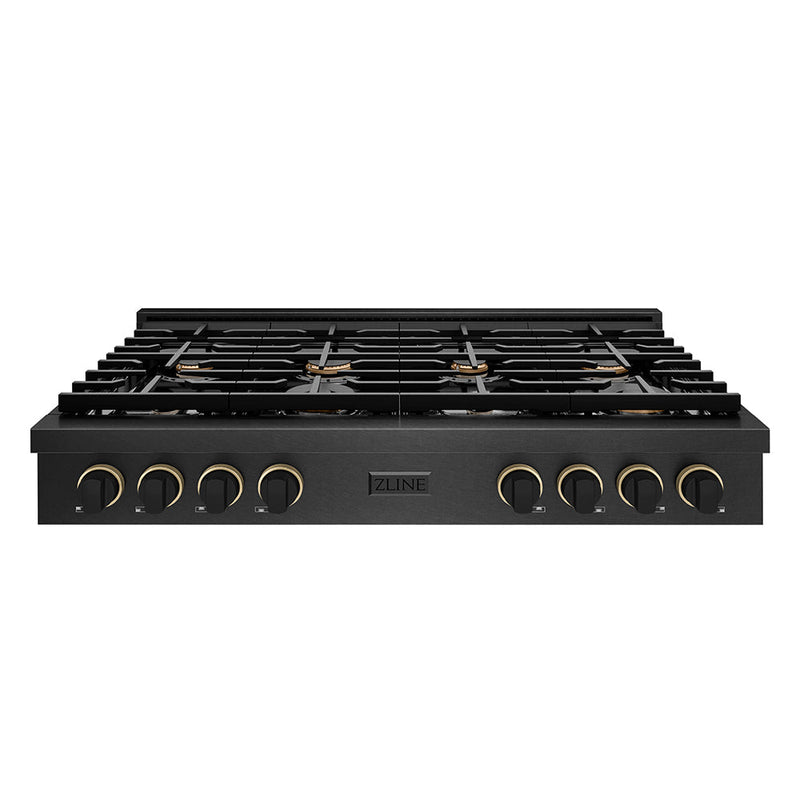 ZLINE SRTBSZ-48-MBCB Designer Collection 48" Paramount Gas Rangetop in Black Satin Stainless/Matte Black