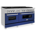 ZLINE 60 In. Professional Dual Fuel Range in DuraSnow Stainless Steel with Blue Matte Door (RAS-BM-60)
