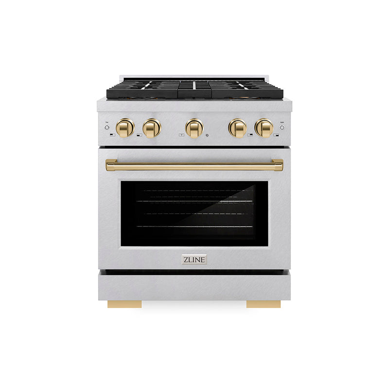 ZLINE PSDRSZ-30-G Autograph Edition 30 in. Dual Fuel Range in Satin Stainless Steel