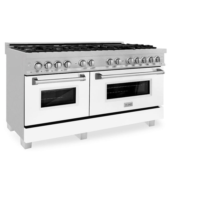 ZLINE 60 in. 7.4 cu. ft. Legacy Dual Fuel Range with 9 Burner Gas Cooktop and 2 Electric Convection Ovens in Satin Stain