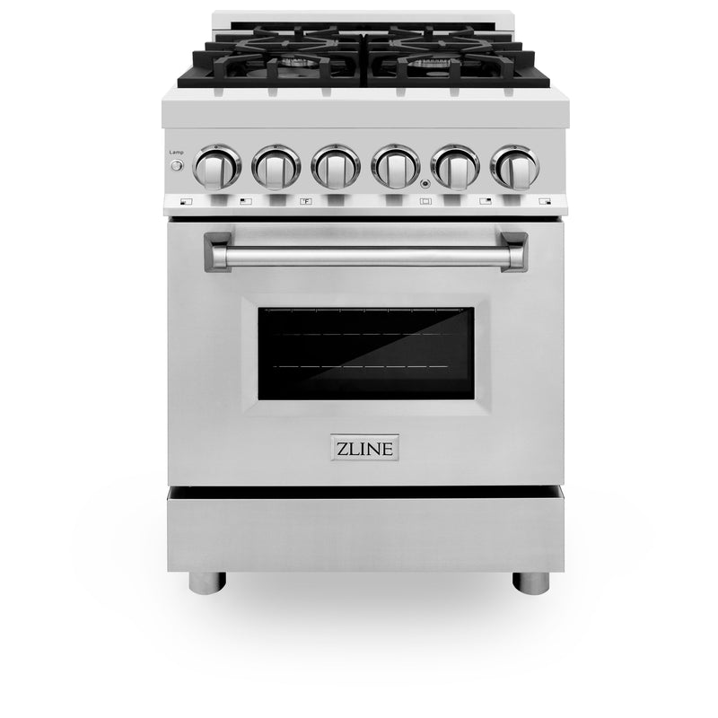 ZLINE 24 in. 2.8 cu. ft. Legacy Dual Fuel Range with 4 Burner Gas Cooktop and Electric Convection Oven in Stainless Steel (RA24) ZLINE