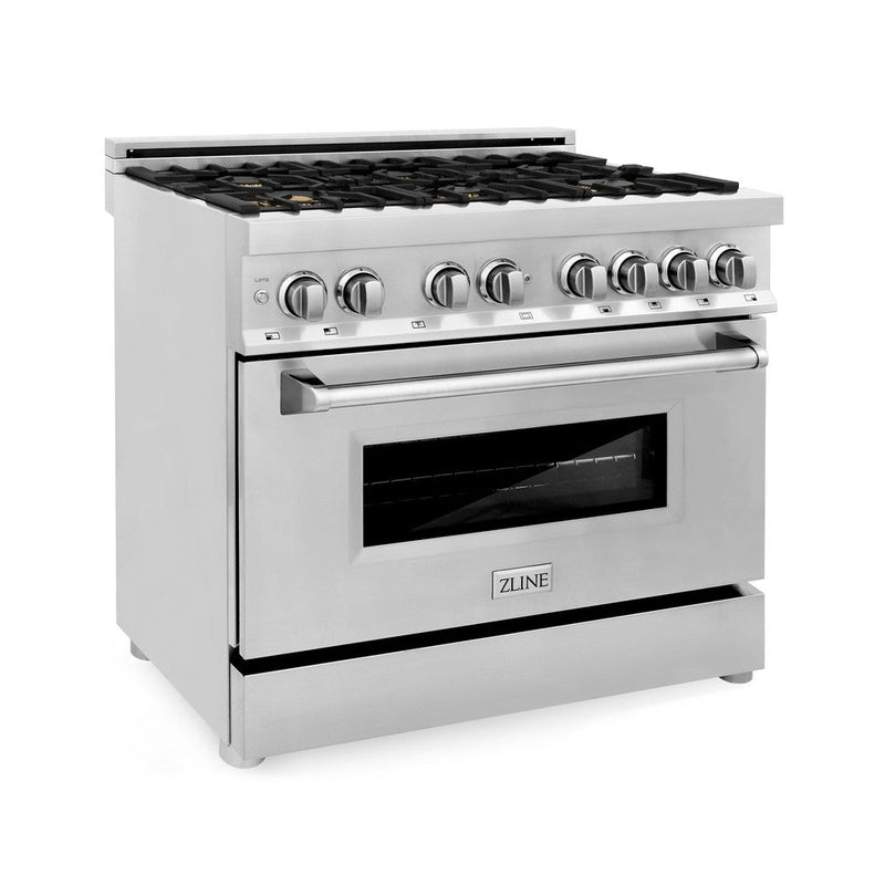 ZLINE 36 in. 4.6 cu. ft. Legacy Dual Fuel Range with Gas Cooktop and Electric Convection Oven in Stainless Steel with 6 