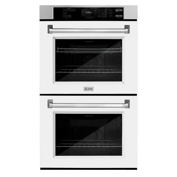 ZLINE 30 in. Professional True Convection Double Wall Oven with Air Fry and Self Clean in Stainless Steel with White Matte Doors (WAD-WM-30) Zline