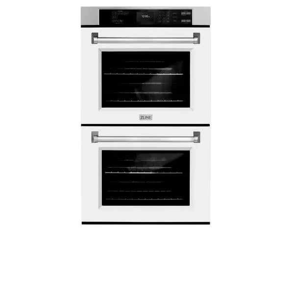 ZLINE 30 in. Professional True Convection Double Wall Oven with Air Fry and Self Clean in Stainless Steel with White Matte Doors (WAD-WM-30) Zline