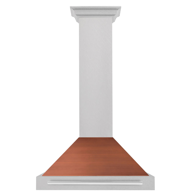 ZLINE 30 in. Convertible Satin Stainless Steel Wall Mount Range Hood with Copper Shell and Stainless Steel Handle (KB4SNX-C-30) ZLINE